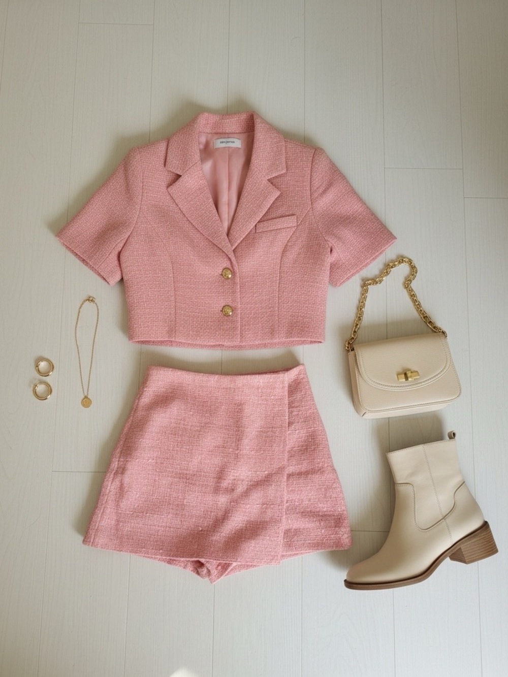 Zara Pink Tweed Skort NWT